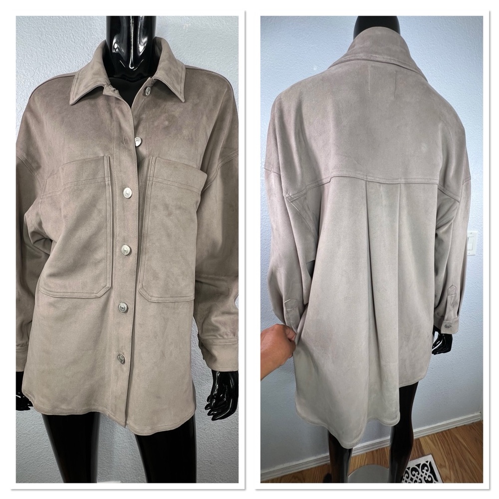 Zara Women’s Faux Leather/Suede Shacket Sz S Oversized